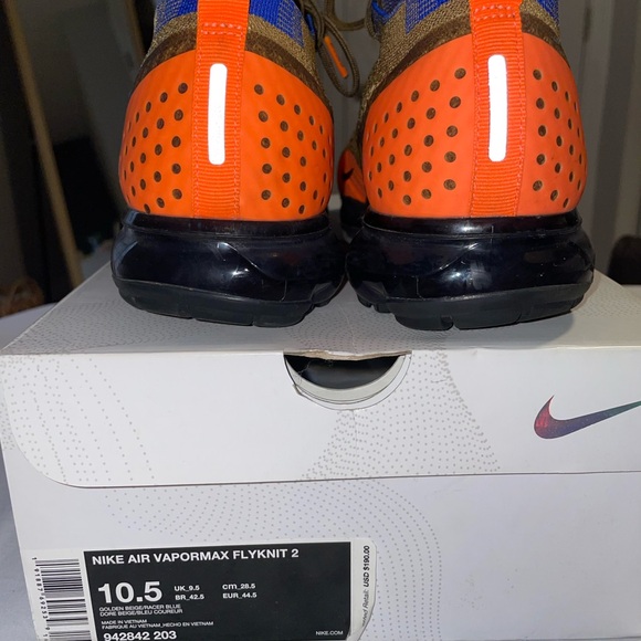 Nike Air Vapormax Flyknit 2 Brown with Orange and Blue - Picture 3 of 9